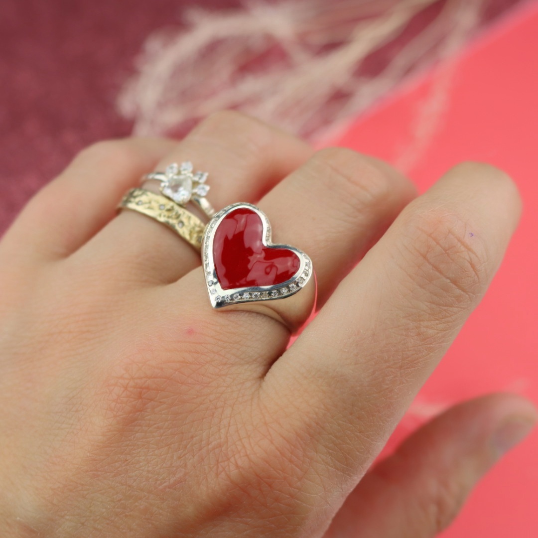 Anello cuore smaltato - immagine 6