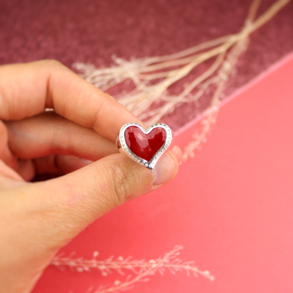 Anello cuore smaltato - immagine 5