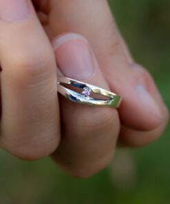 Anello - Solitario a doppia fascia