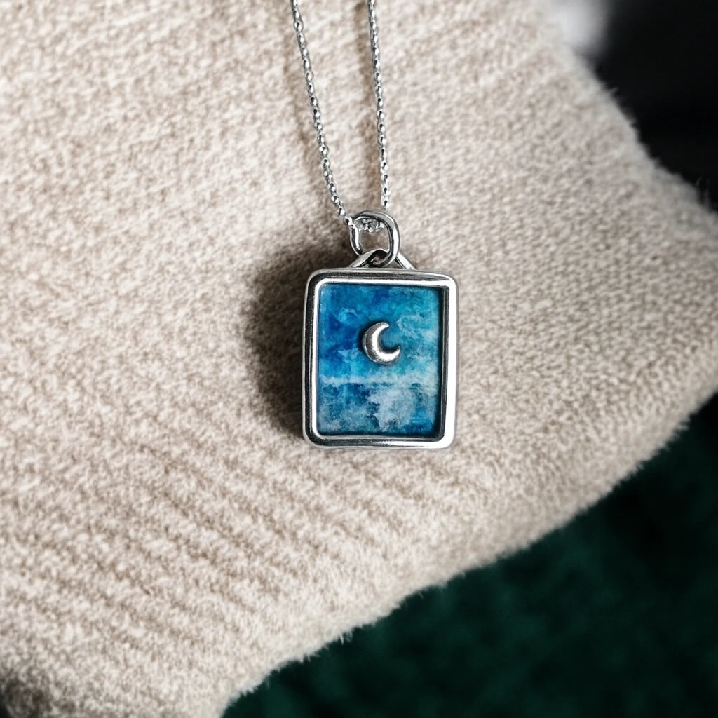 Medaglietta riflessi di luna - arte da indossare