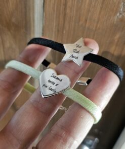 bracciale cordino con targhetta a cuore e stella